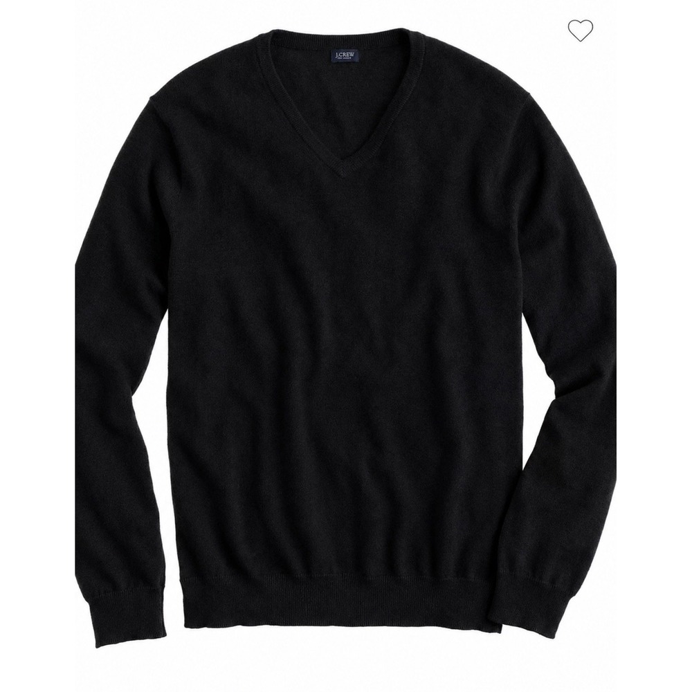 J. Crew Men's New York Cashmere Cotton V Neck Sweater Style#29235 Black